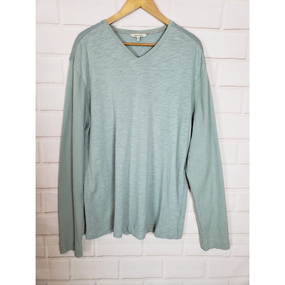 Calvin Klein Jeans Dusty Blue V-Neck Shirt Size XL